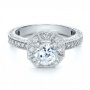  18K Gold Diamond Halo Engagement Ring - Vanna K - Flat View -  100668 - Thumbnail