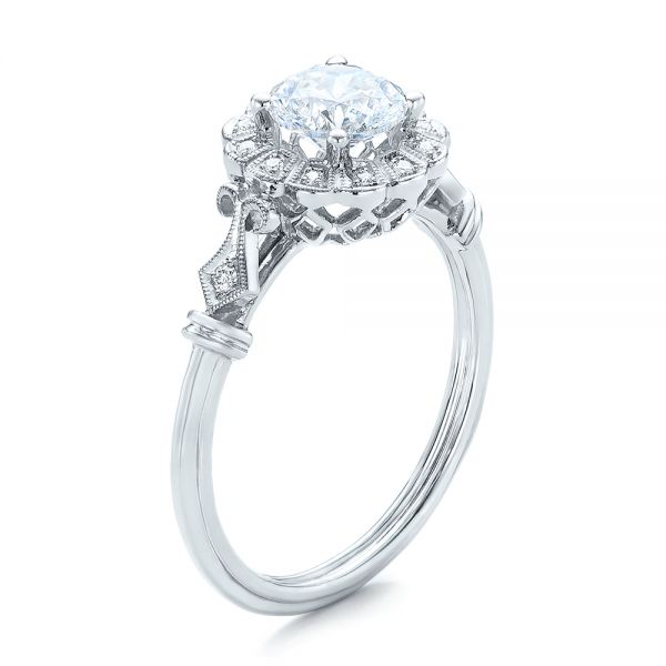  Platinum Platinum Diamond Halo Engagement Ring - Three-Quarter View -  101984