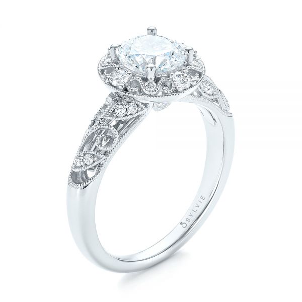 Diamond Halo Engagement Ring - Image