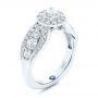 14k White Gold Diamond Halo Engagement Ring - Three-Quarter View -  106517 - Thumbnail