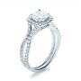  Platinum Platinum Diamond Halo Engagement Ring - Three-Quarter View -  1256 - Thumbnail