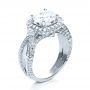 18k White Gold Diamond Halo Engagement Ring - Three-Quarter View -  207 - Thumbnail