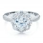 18k White Gold Diamond Halo Engagement Ring - Flat View -  100007 - Thumbnail