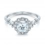 18k White Gold Diamond Halo Engagement Ring - Flat View -  101984 - Thumbnail