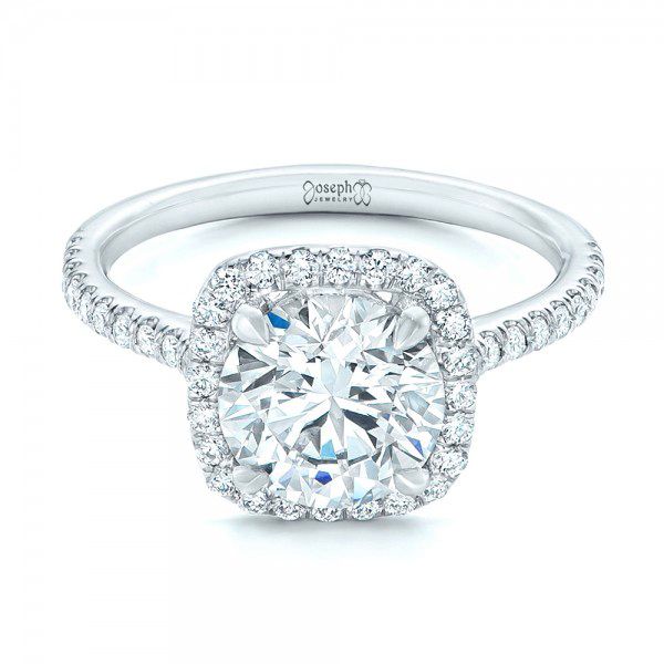 14k White Gold 14k White Gold Diamond Halo Engagement Ring - Flat View - 102820