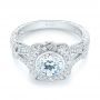 18k White Gold Diamond Halo Engagement Ring - Flat View -  103645 - Thumbnail