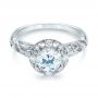 18k White Gold Diamond Halo Engagement Ring - Flat View -  103906 - Thumbnail