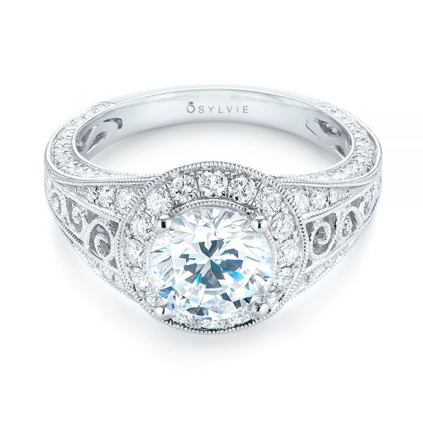  Platinum Platinum Diamond Halo Engagement Ring - Flat View -  103910