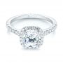 18k White Gold 18k White Gold Diamond Halo Engagement Ring - Flat View -  104024 - Thumbnail
