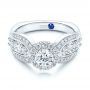 14k White Gold Diamond Halo Engagement Ring - Flat View -  106517 - Thumbnail