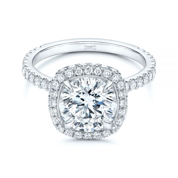 Platinum Diamond Halo Engagement Ring - Flat View - 106521