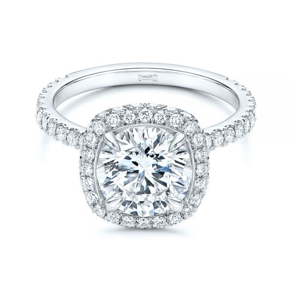  Platinum Diamond Halo Engagement Ring - Flat View -  106521