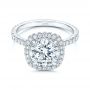 18k White Gold 18k White Gold Diamond Halo Engagement Ring - Flat View -  106521 - Thumbnail