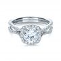 18k White Gold Diamond Halo Engagement Ring - Flat View -  1256 - Thumbnail