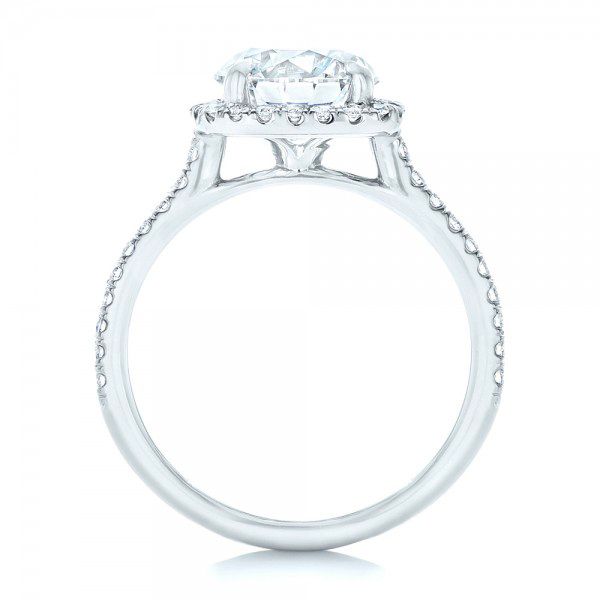  Platinum Diamond Halo Engagement Ring - Front View -  102820