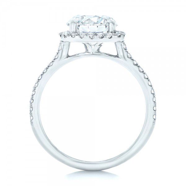 18k White Gold 18k White Gold Diamond Halo Engagement Ring - Front View -  102820