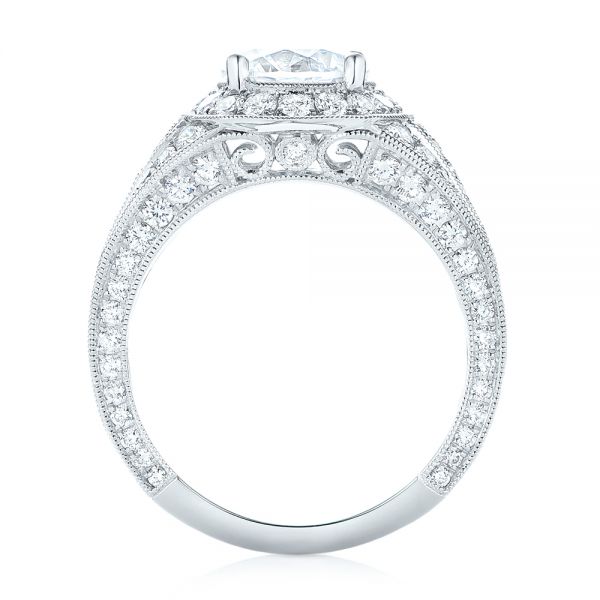 18k White Gold Diamond Halo Engagement Ring - Front View -  103910