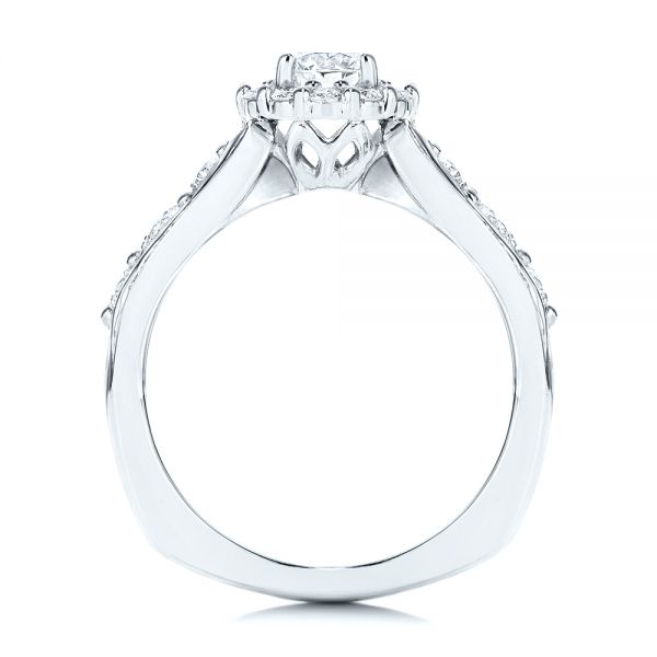 14k White Gold Diamond Halo Engagement Ring - Front View -  106517