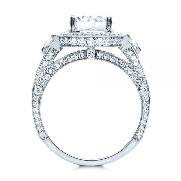 18k White Gold Diamond Halo Engagement Ring - Front View - 207