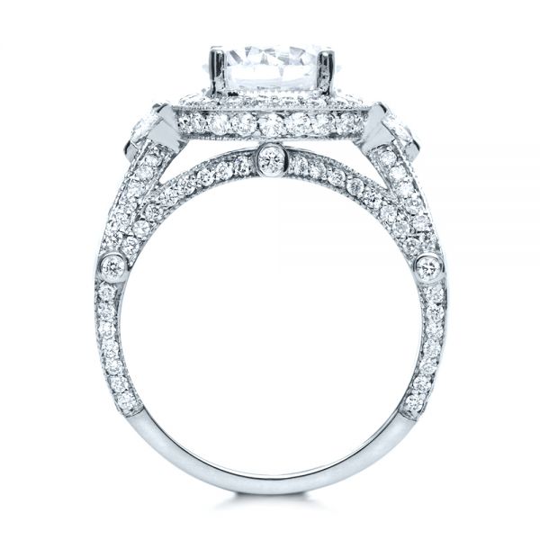 14k White Gold 14k White Gold Diamond Halo Engagement Ring - Front View -  207