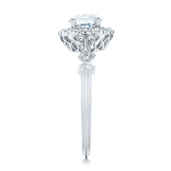 14k White Gold 14k White Gold Diamond Halo Engagement Ring - Side View -  101984