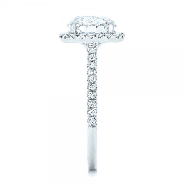 14k White Gold 14k White Gold Diamond Halo Engagement Ring - Side View - 102820