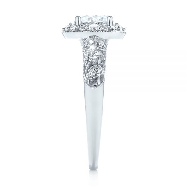 18k White Gold Diamond Halo Engagement Ring - Side View -  103906