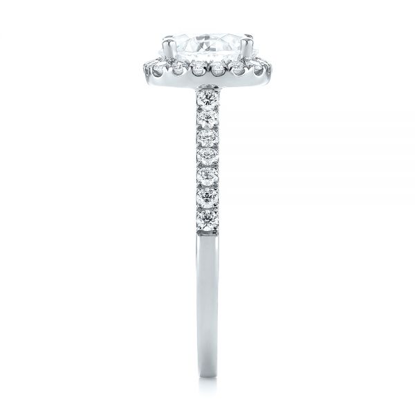 18k White Gold 18k White Gold Diamond Halo Engagement Ring - Side View -  104024