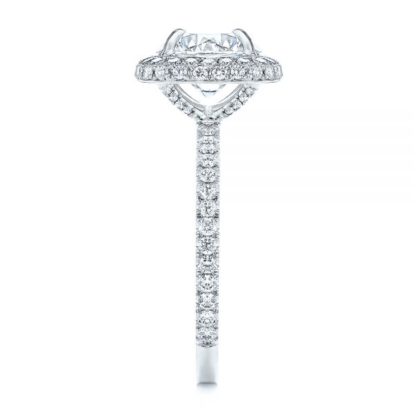 18k White Gold 18k White Gold Diamond Halo Engagement Ring - Side View -  106521