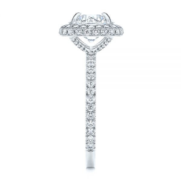 Platinum Diamond Halo Engagement Ring - Side View - 106521