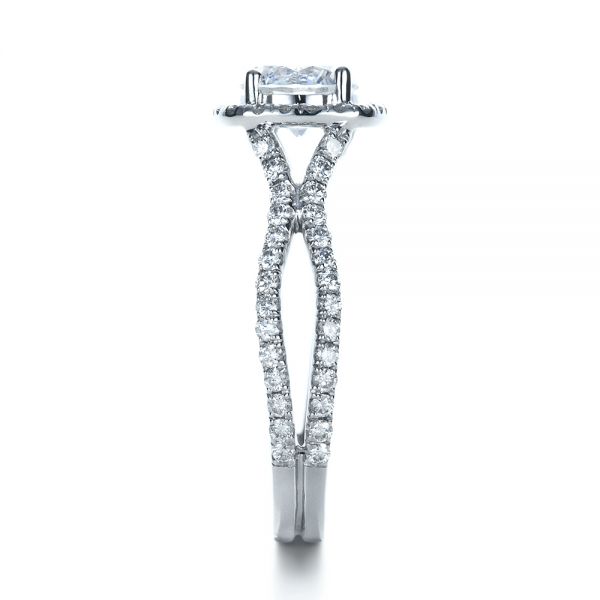 Platinum Platinum Diamond Halo Engagement Ring - Side View - 1256