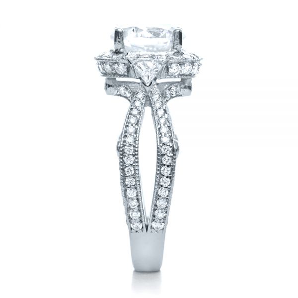 18k White Gold Diamond Halo Engagement Ring - Side View - 207