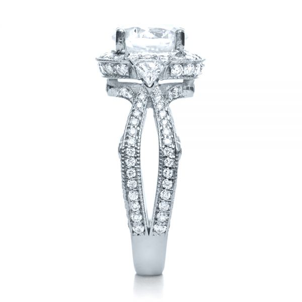 14k White Gold 14k White Gold Diamond Halo Engagement Ring - Side View -  207