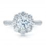 18k White Gold Diamond Halo Engagement Ring - Top View -  100007 - Thumbnail