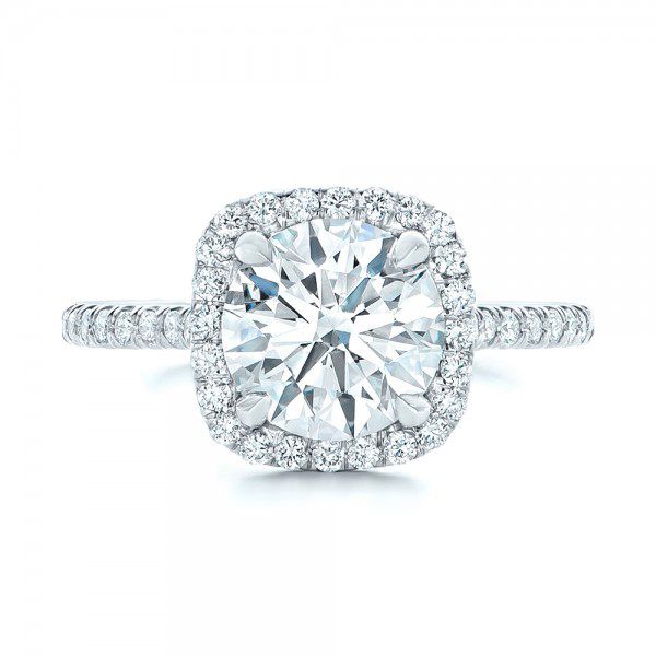  Platinum Diamond Halo Engagement Ring - Top View -  102820