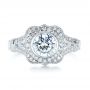 18k White Gold Diamond Halo Engagement Ring - Top View -  103645 - Thumbnail