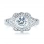 18k White Gold Diamond Halo Engagement Ring - Top View -  103645 - Thumbnail