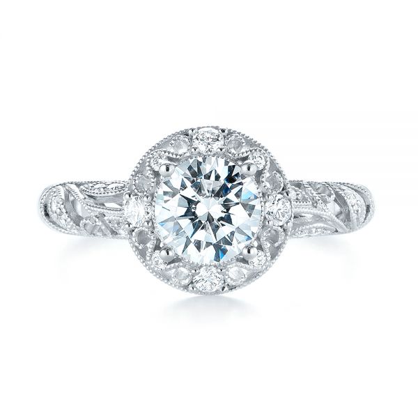  Platinum Platinum Diamond Halo Engagement Ring - Top View -  103906