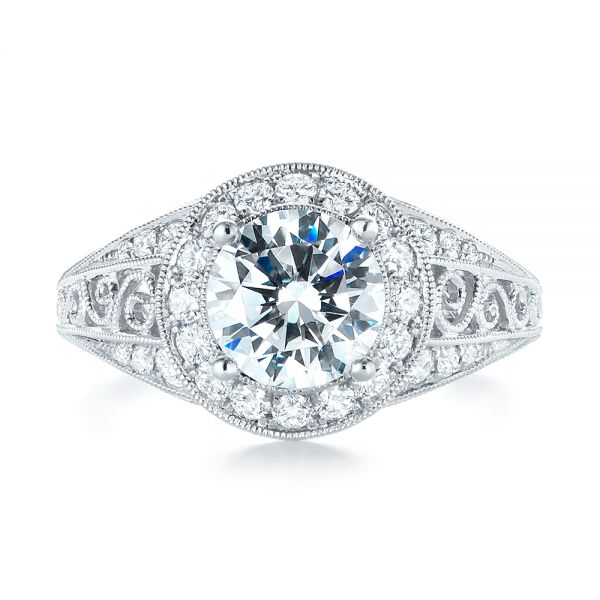  Platinum Platinum Diamond Halo Engagement Ring - Top View -  103910