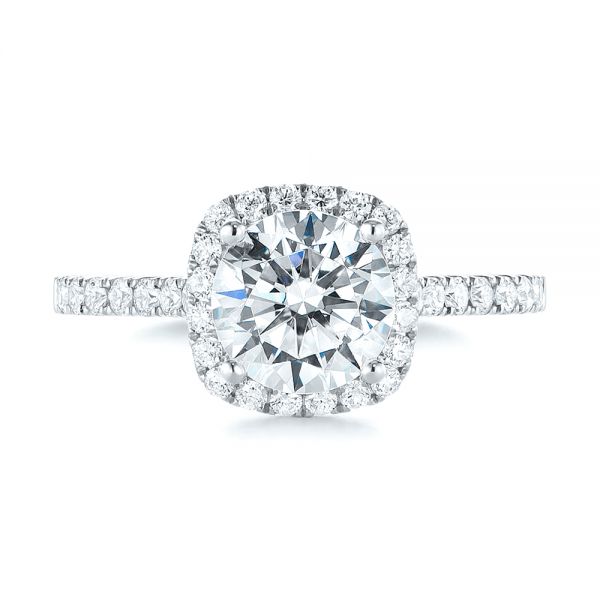 14k White Gold 14k White Gold Diamond Halo Engagement Ring - Top View -  104024