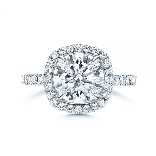 18k White Gold 18k White Gold Diamond Halo Engagement Ring - Top View -  106521