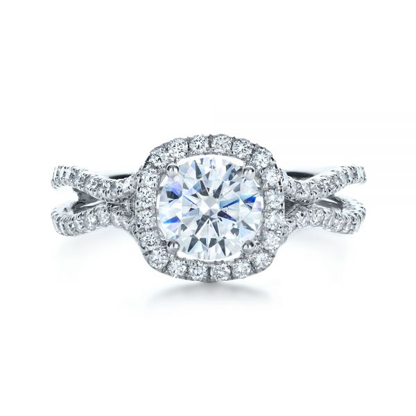 Platinum Platinum Diamond Halo Engagement Ring - Top View - 1256