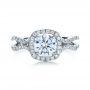 18k White Gold Diamond Halo Engagement Ring - Top View -  1256 - Thumbnail