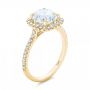 18k Yellow Gold 18k Yellow Gold Diamond Halo Engagement Ring - Three-Quarter View -  102820 - Thumbnail