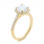 14k Yellow Gold Diamond Halo Engagement Ring - Three-Quarter View -  104024 - Thumbnail