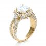 18k Yellow Gold 18k Yellow Gold Diamond Halo Engagement Ring - Three-Quarter View -  207 - Thumbnail