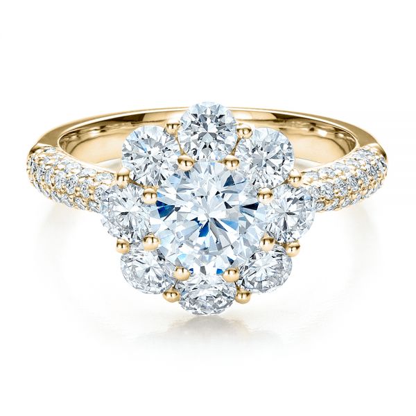 14k Yellow Gold 14k Yellow Gold Diamond Halo Engagement Ring - Flat View - 100007