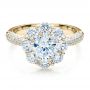 14k Yellow Gold 14k Yellow Gold Diamond Halo Engagement Ring - Flat View -  100007 - Thumbnail