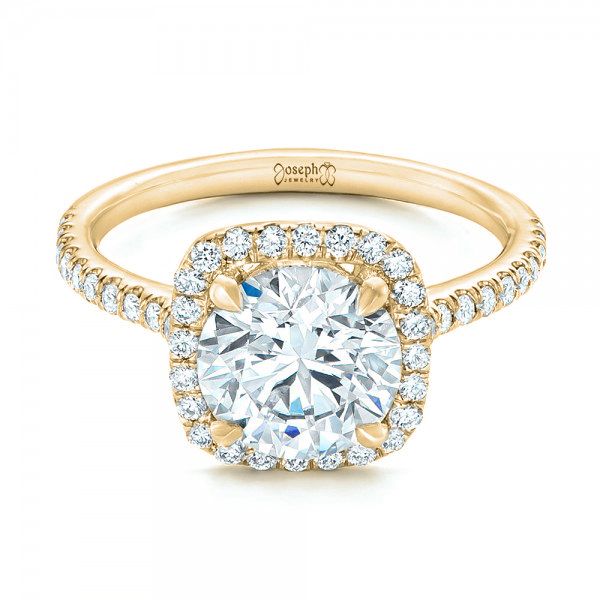 14k Yellow Gold 14k Yellow Gold Diamond Halo Engagement Ring - Flat View - 102820