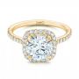 18k Yellow Gold 18k Yellow Gold Diamond Halo Engagement Ring - Flat View -  102820 - Thumbnail